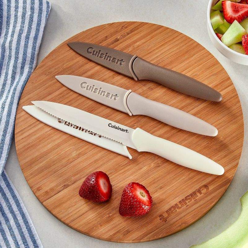 slide 2 of 6, Cuisinart Advantage 6pc Nonstick Utility and Paring Knife Set with Blade Guards Cafe Au Lait, 6 ct