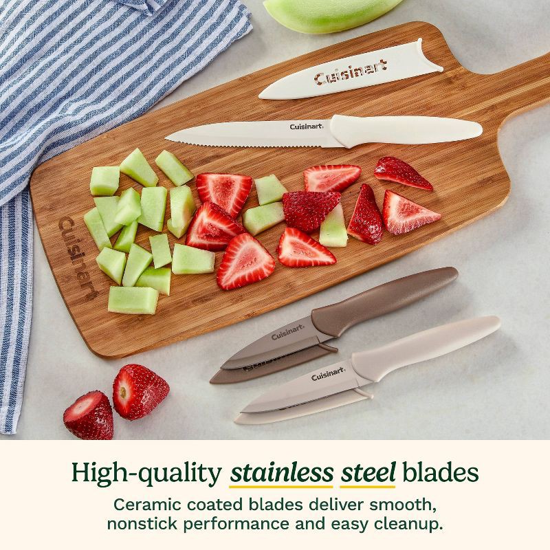 slide 3 of 6, Cuisinart Advantage 6pc Nonstick Utility and Paring Knife Set with Blade Guards Cafe Au Lait, 6 ct