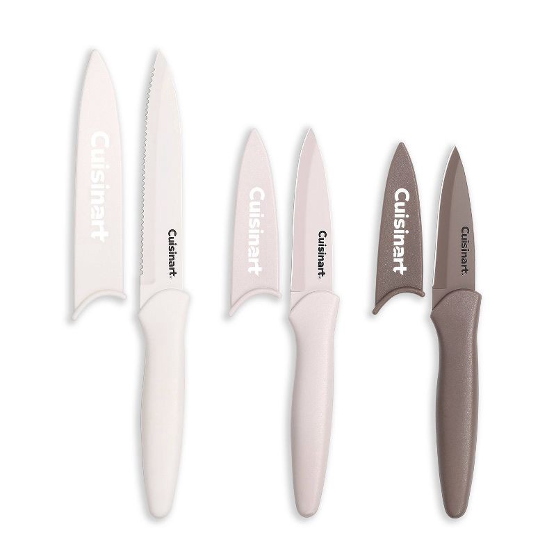 slide 1 of 6, Cuisinart Advantage 6pc Nonstick Utility and Paring Knife Set with Blade Guards Cafe Au Lait, 6 ct