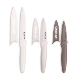 Cuisinart Advantage 6pc Nonstick Utility and Paring Knife Set with Blade Guards Cafe Au Lait