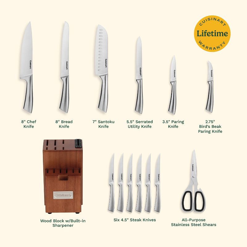 slide 9 of 10, Cuisinart Classic 14pc Stainless Steel Cutlery Block Set, 14 ct