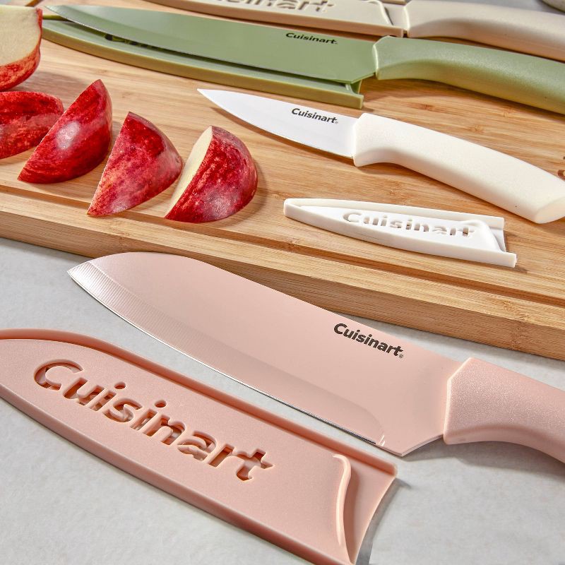 slide 3 of 10, Cuisinart Advantage 12pc Ceramic-Coated Color Knife Set with Blade Guards Muted Meadow, 12 ct