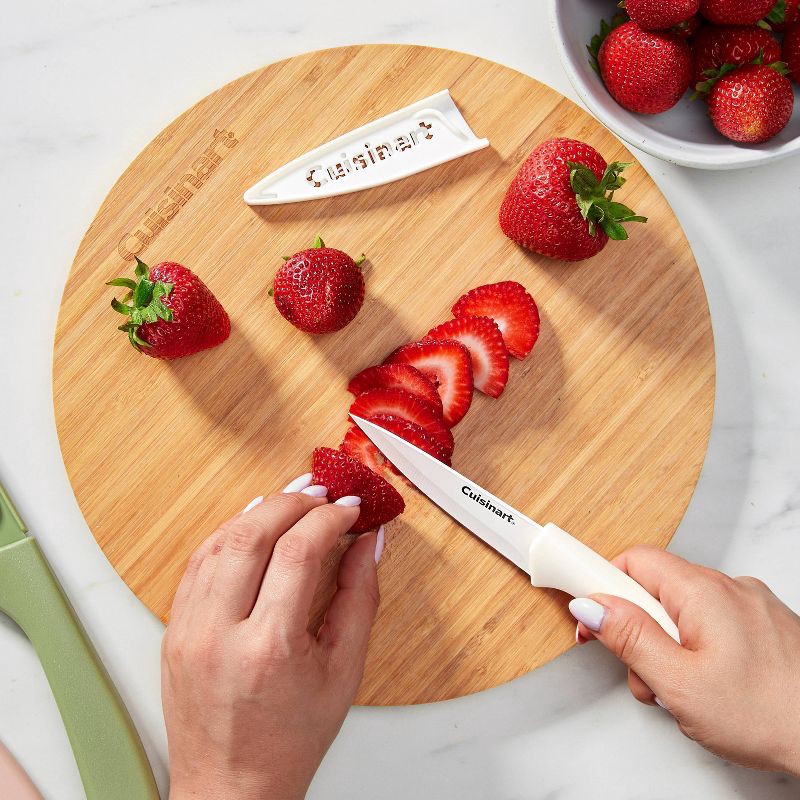 slide 4 of 10, Cuisinart Advantage 12pc Ceramic-Coated Color Knife Set with Blade Guards Muted Meadow, 12 ct