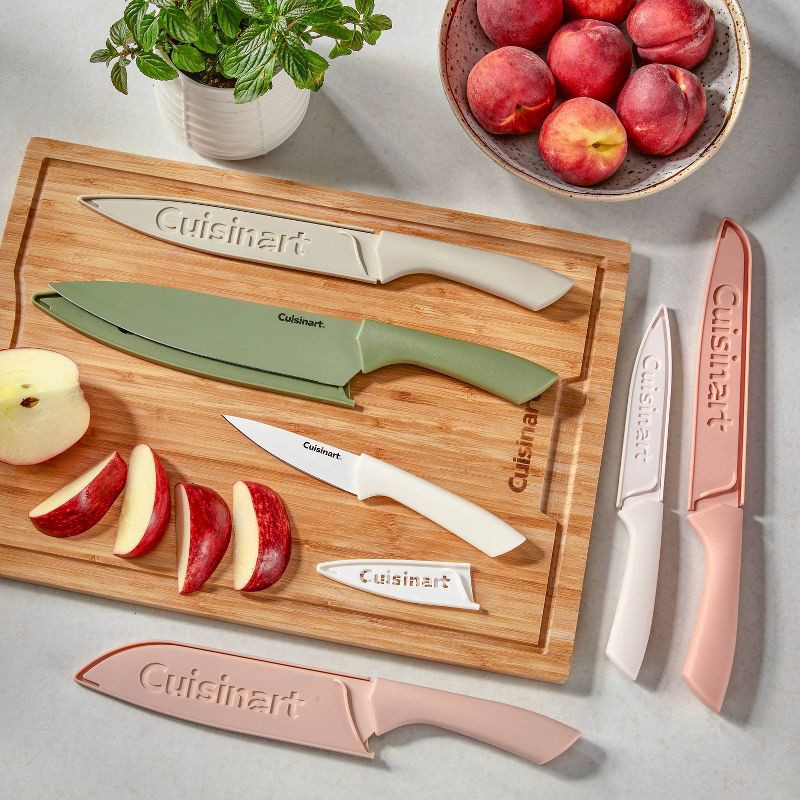 slide 5 of 10, Cuisinart Advantage 12pc Ceramic-Coated Color Knife Set with Blade Guards Muted Meadow, 12 ct