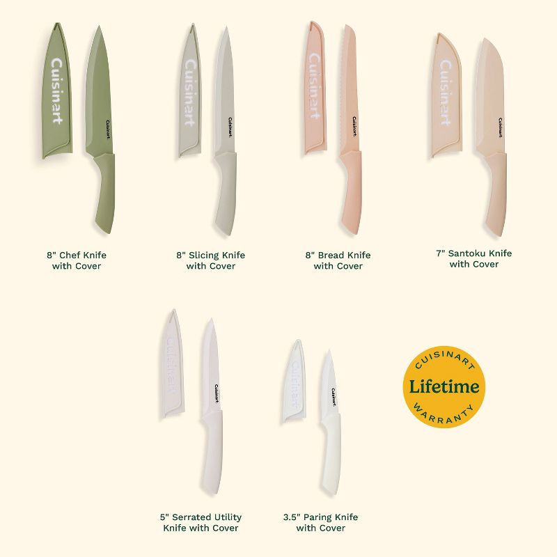slide 10 of 10, Cuisinart Advantage 12pc Ceramic-Coated Color Knife Set with Blade Guards Muted Meadow, 12 ct