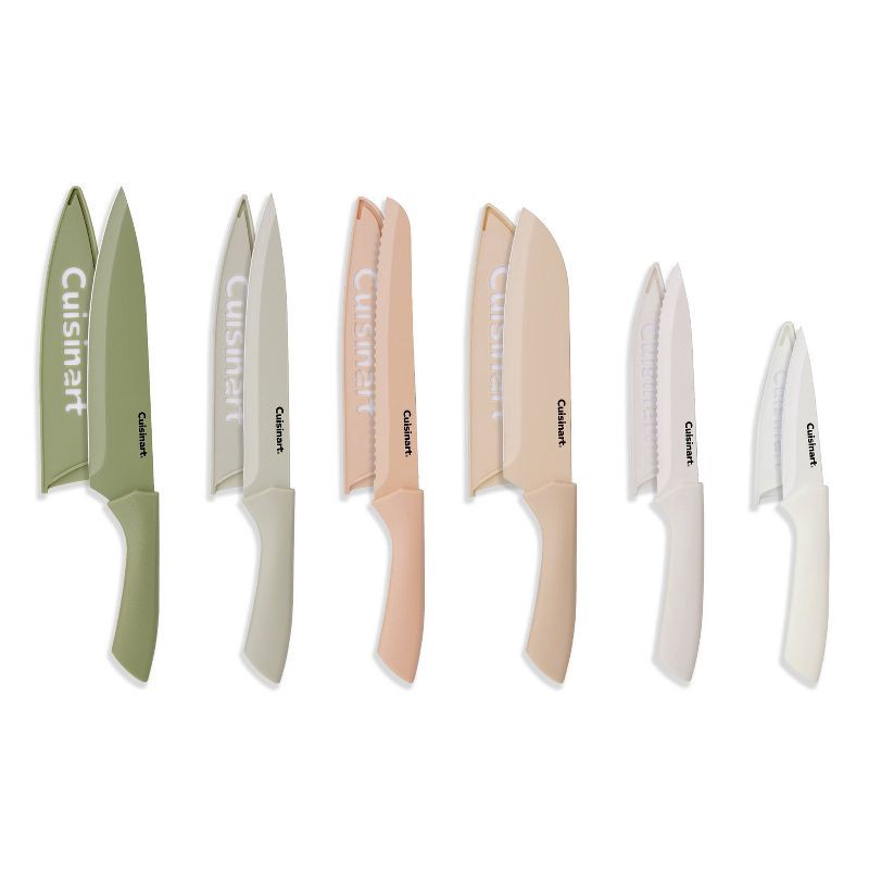 slide 1 of 10, Cuisinart Advantage 12pc Ceramic-Coated Color Knife Set with Blade Guards Muted Meadow, 12 ct