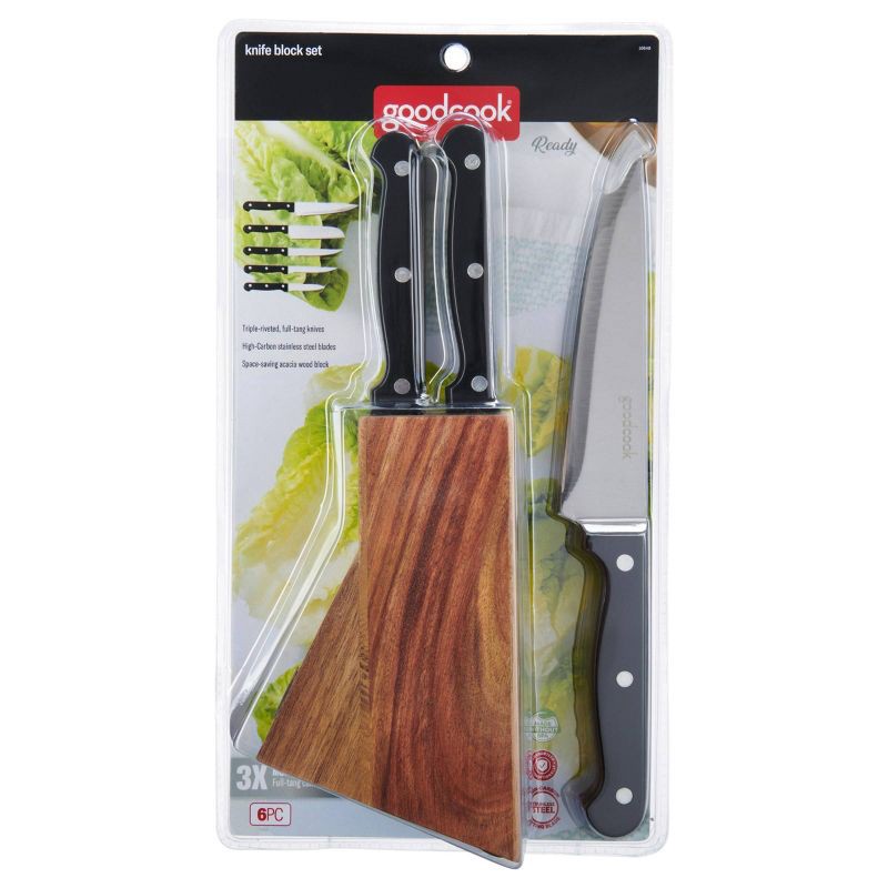 slide 2 of 9, GoodCook 6pc Knife Block Set, 6 ct