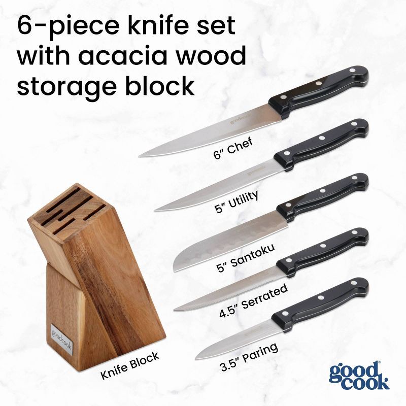 slide 4 of 9, GoodCook 6pc Knife Block Set, 6 ct