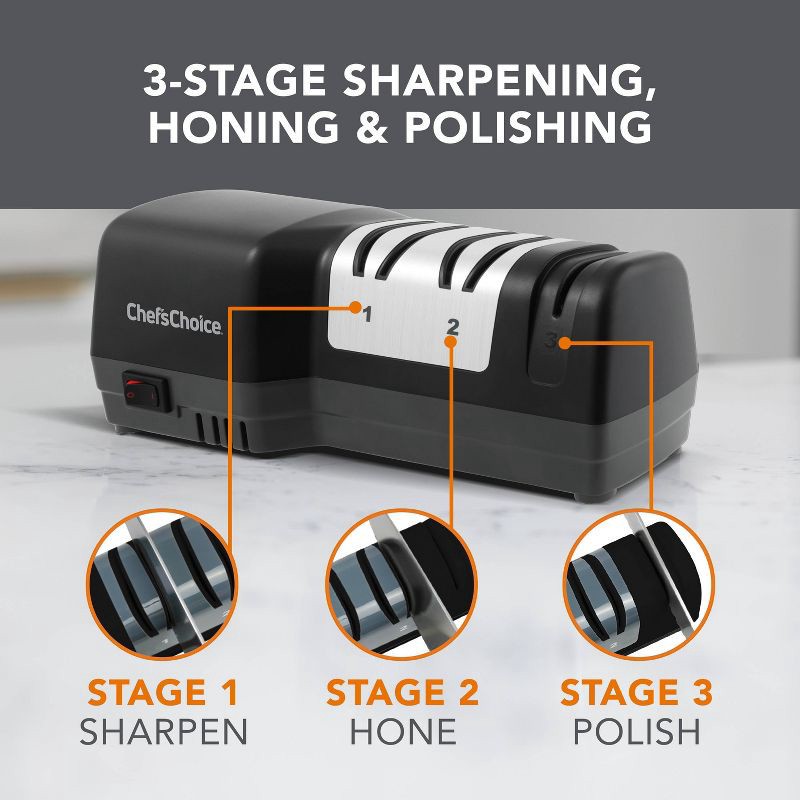 slide 3 of 9, Chef's Choice 20° 3 Stage Electric Hybrid Knife Sharpener, 1 ct