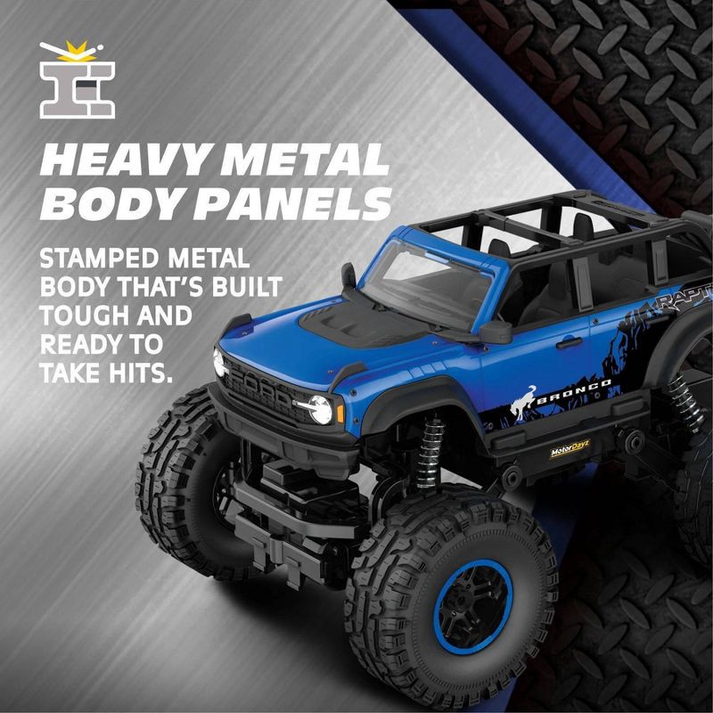 slide 3 of 8, Motor Dayz RC 4x4 Heavy Metal Ford Bronco - 1:18 Scale Blue, 1 ct