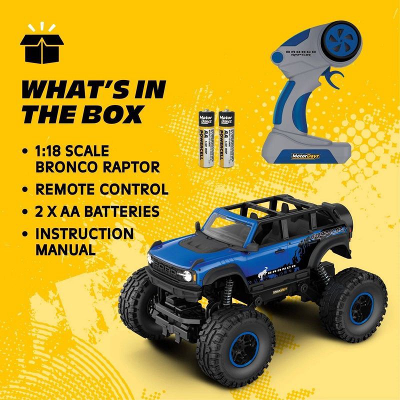 slide 6 of 8, Motor Dayz RC 4x4 Heavy Metal Ford Bronco - 1:18 Scale Blue, 1 ct