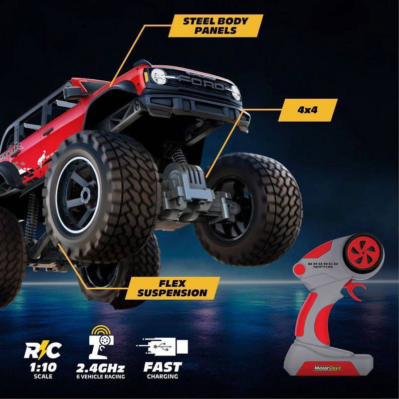 slide 7 of 9, Motor Dayz RC 4x4 Ford Bronco Raptor - 1:10 Scale, 1 ct