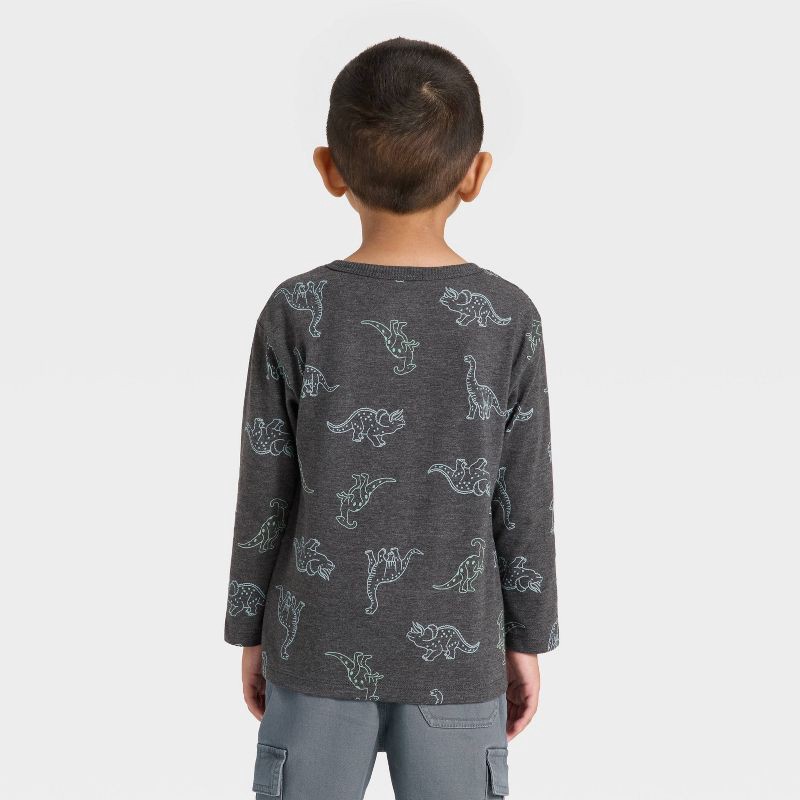 slide 2 of 3, Toddler Boys' Long Sleeve Relaxed T-Shirt - Cat & Jack™ Charcoal Gray 4T, 1 ct