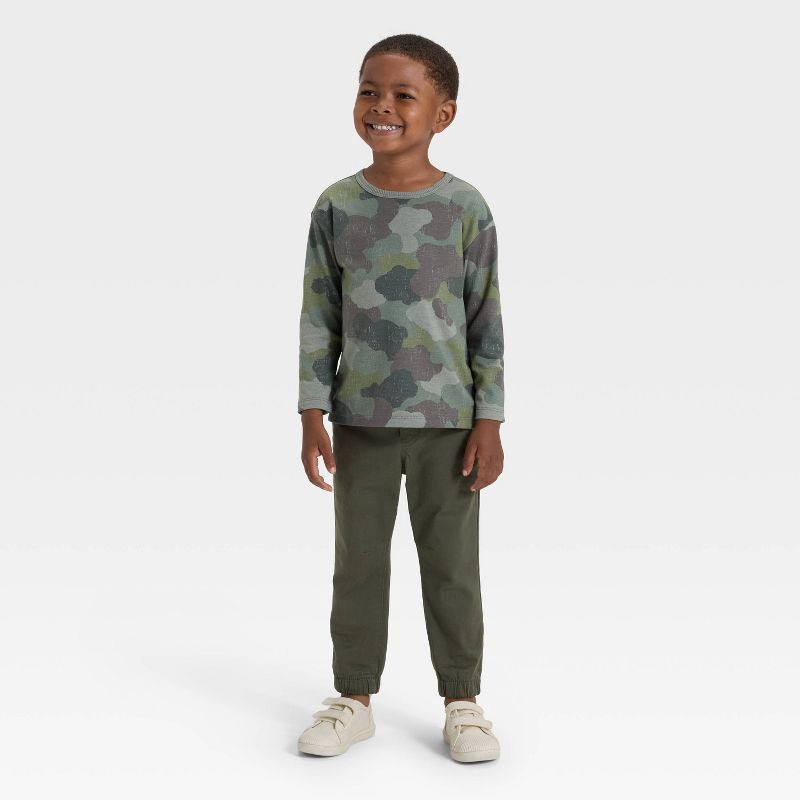 slide 3 of 3, Toddler Boys' Long Sleeve Relaxed T-Shirt - Cat & Jack™ Olive Green 4T, 1 ct