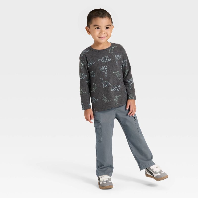 slide 3 of 3, Toddler Boys' Long Sleeve Relaxed T-Shirt - Cat & Jack™ Charcoal Gray 3T, 1 ct