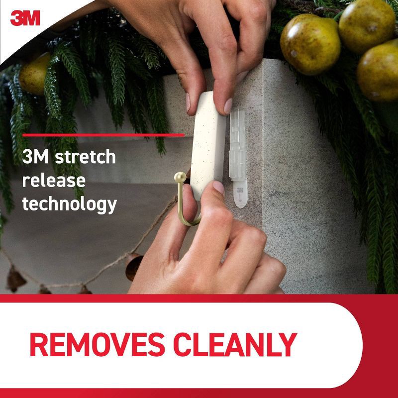 slide 8 of 8, Command Damage-Free Hanging Medium Hooks with 4 Adhesive Strips Cream Speckle, 1 ct