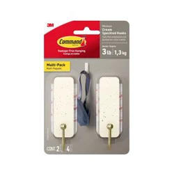 Command Damage-Free Hanging Medium Hooks with 4 Adhesive Strips Cream Speckle