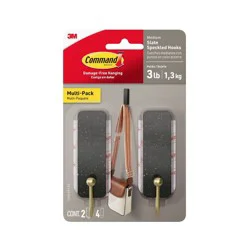 Command 2ct Damage-Free Medium w/4 Strips - Slate Speckle
