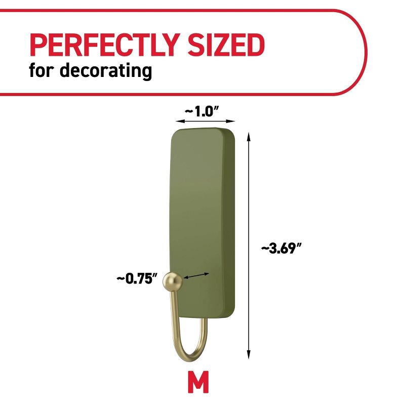 slide 2 of 7, Command Damage-Free Medium 2 Hooks and 4 Strips Olive, 1 ct