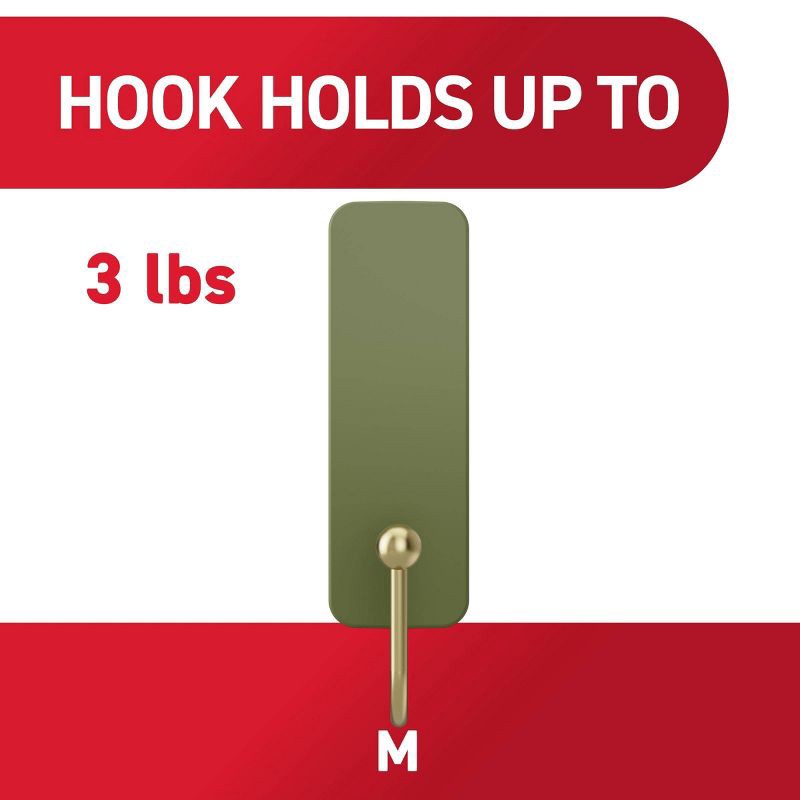 slide 4 of 7, Command Damage-Free Medium 2 Hooks and 4 Strips Olive, 1 ct