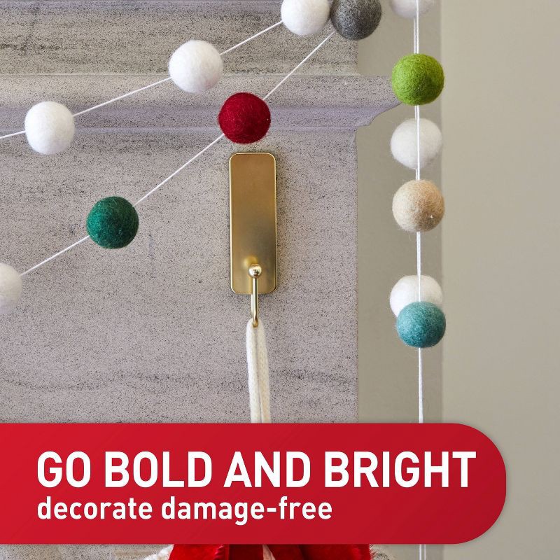 slide 3 of 10, Command 2pk Damage-Free Hanging Medium Decorative Satin Brass Hooks for Holiday Decoration, 2 ct