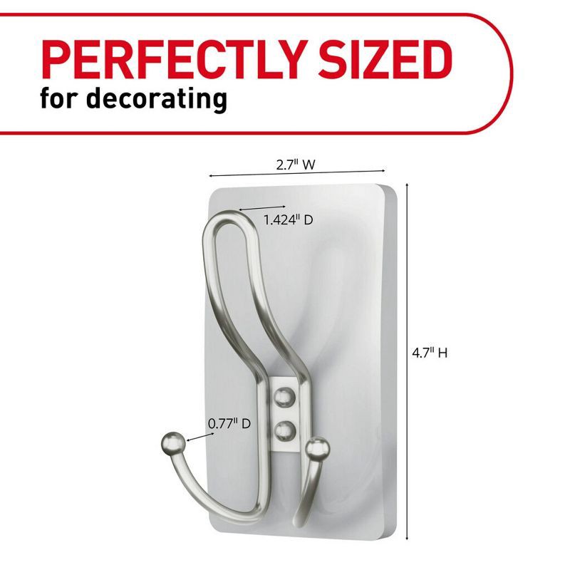 slide 2 of 10, Command 2pk X-Large Satin Nickel Triple Hook, 2 ct
