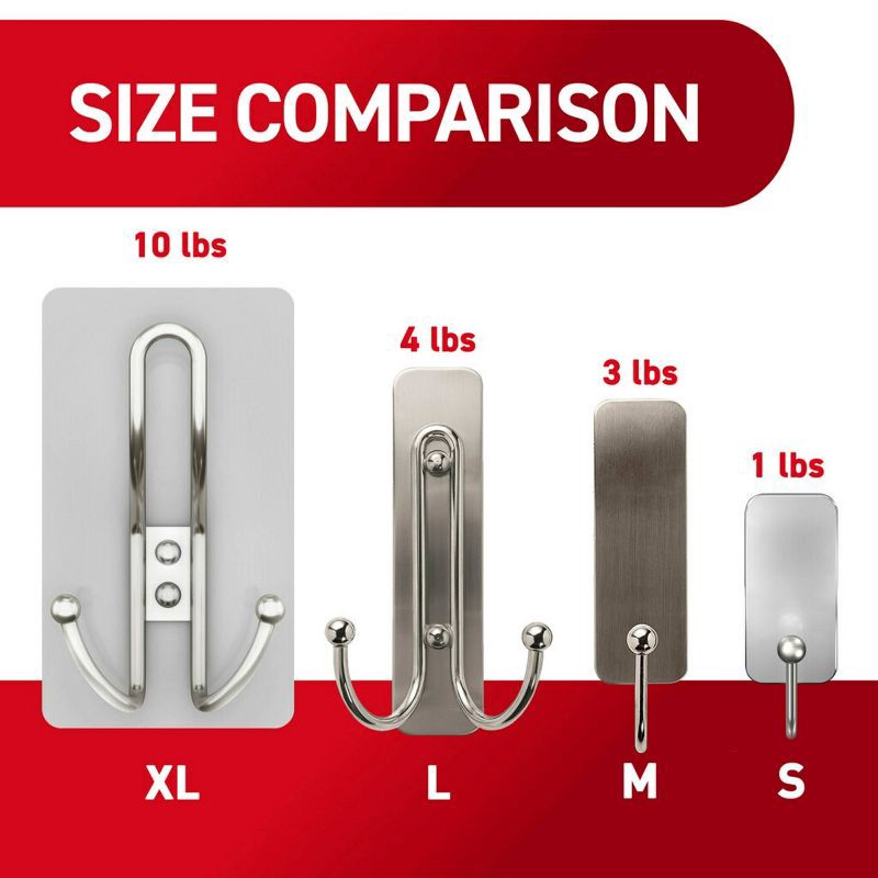 slide 3 of 10, Command 2pk X-Large Satin Nickel Triple Hook, 2 ct