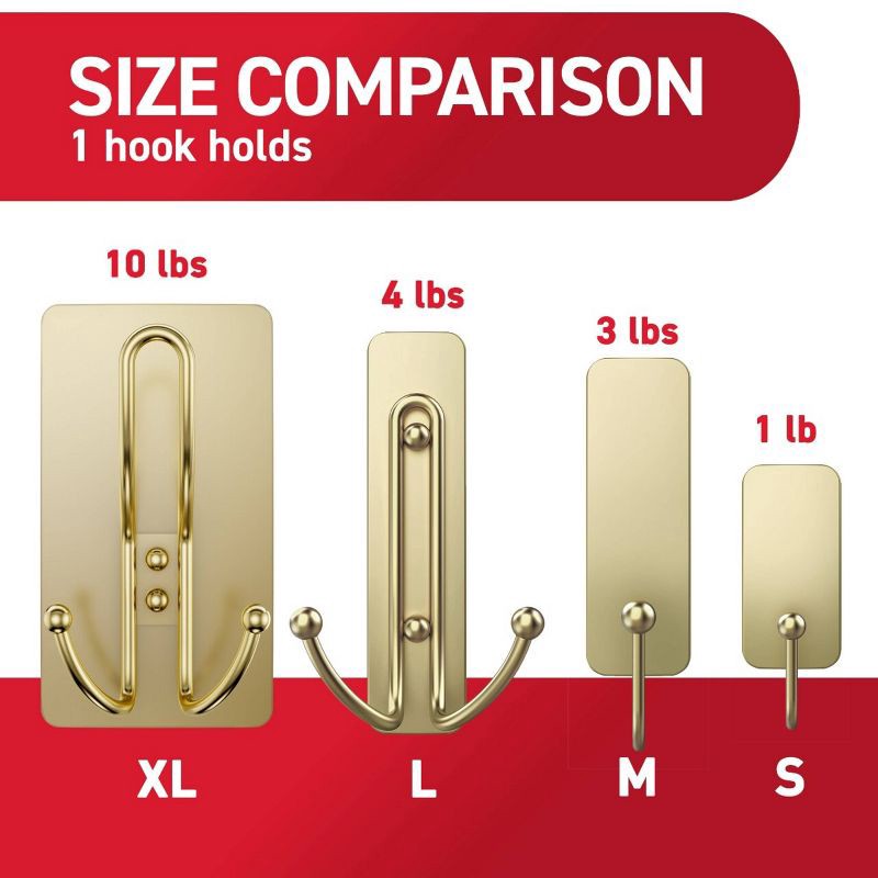 slide 7 of 9, Command Extra Large Satin Brass Triple Hook, 1 ct