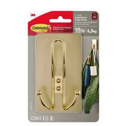 Command Extra Large Satin Brass Triple Hook