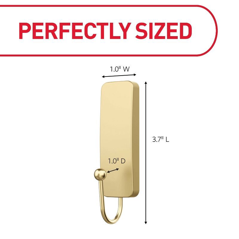 slide 2 of 10, Command Medium Satin Brass Damage-Free Hook, 1 ct