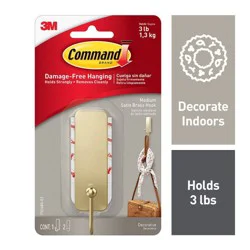 Command Medium Satin Brass Damage-Free Hook