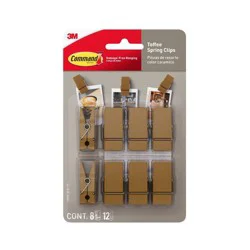 Command Spring Clips 8 Hooks and 12 Strips Toffee