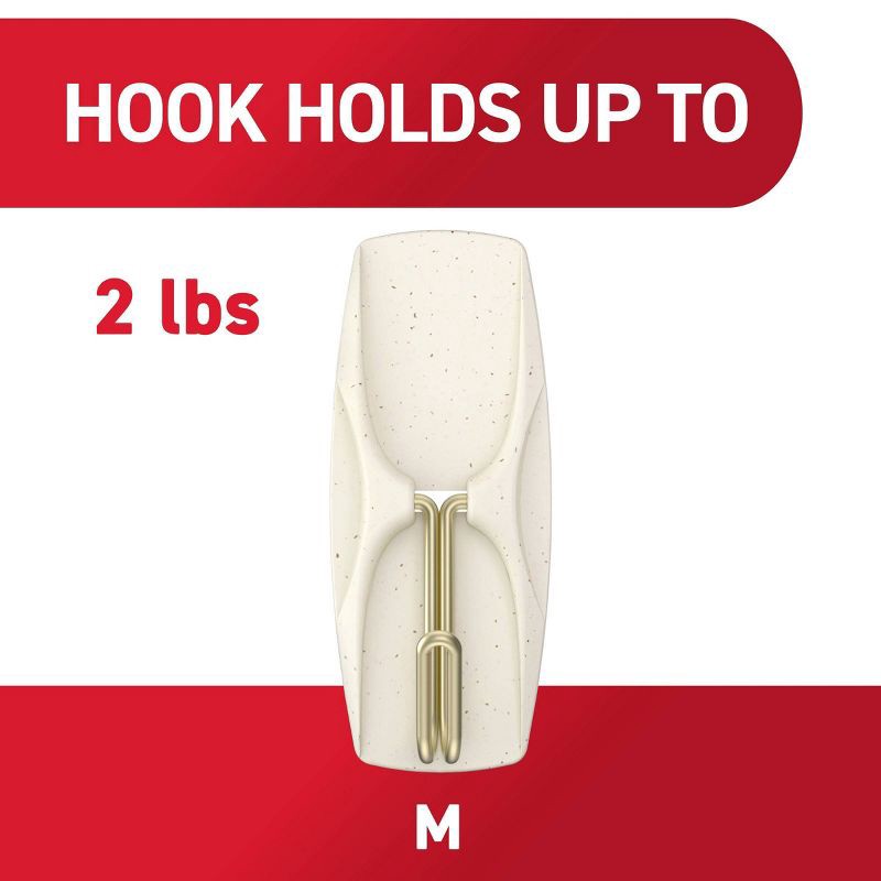 slide 4 of 9, Command Damage-Free Hanging Medium Wire Hooks with 8 Adhesive Strips Cream Speckle, 1 ct