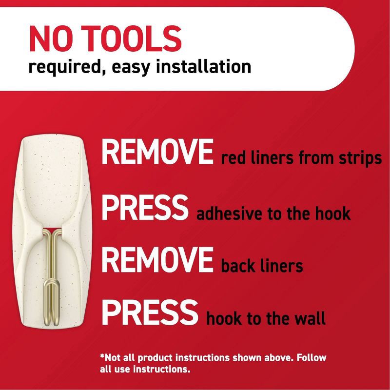 slide 9 of 9, Command Damage-Free Hanging Medium Wire Hooks with 8 Adhesive Strips Cream Speckle, 1 ct