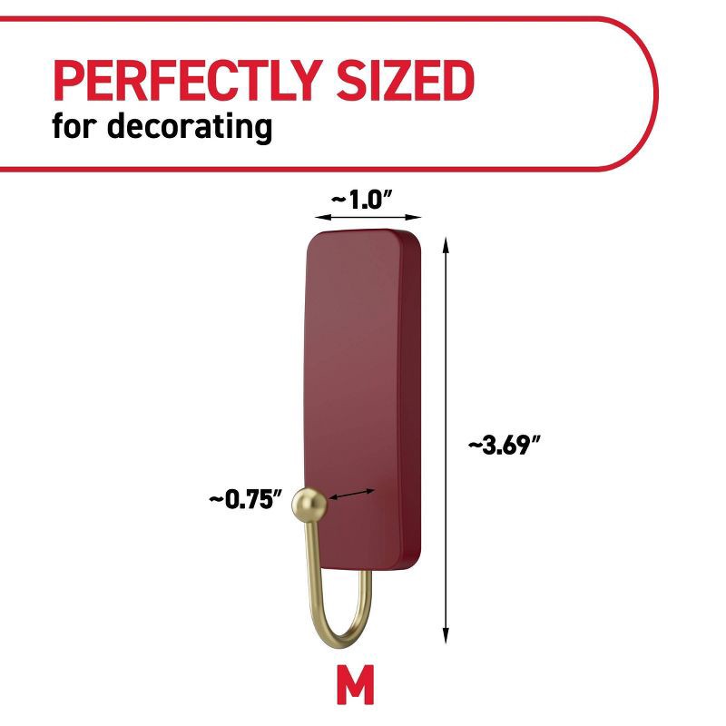 slide 2 of 9, Command Damage-Free Medium 2 Hooks and 4 Strips Burgundy, 1 ct