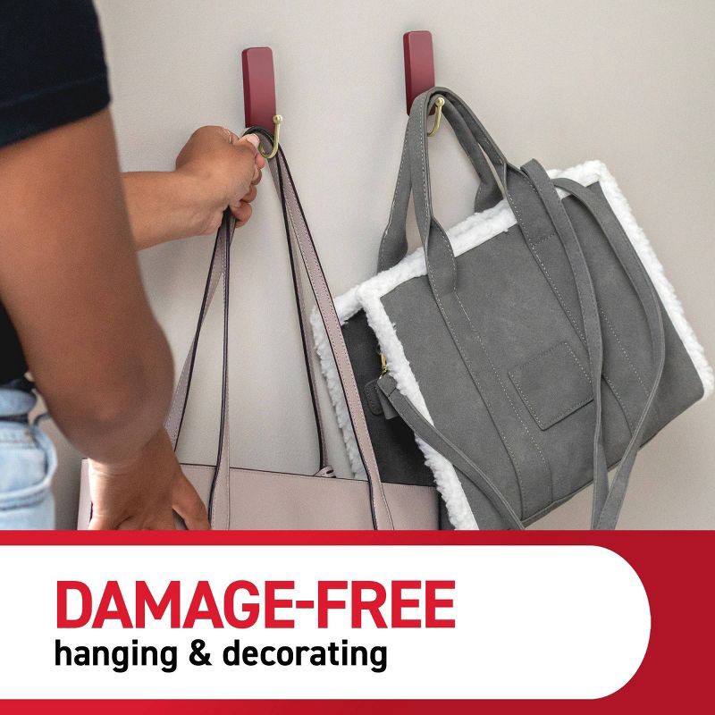 slide 6 of 9, Command Damage-Free Medium 2 Hooks and 4 Strips Burgundy, 1 ct