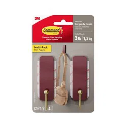 Command 2ct Damage-Free Medium w/4 Strips - Burgundy