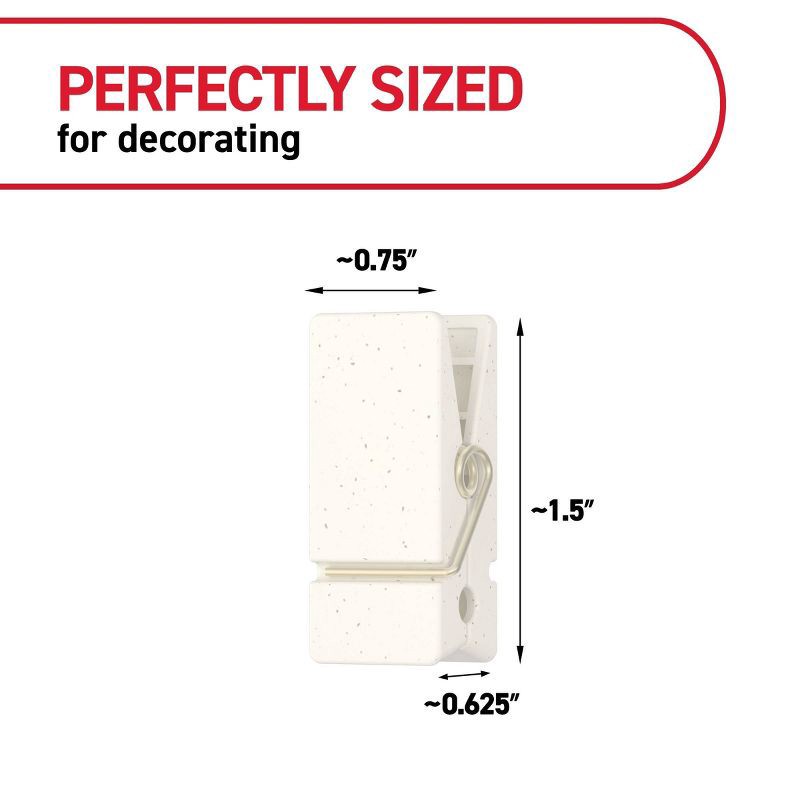 slide 2 of 7, Command Damage-Free Hanging Spring Clips 8 Hooks and 12 Adhesive Strips Cream Speckle, 1 ct