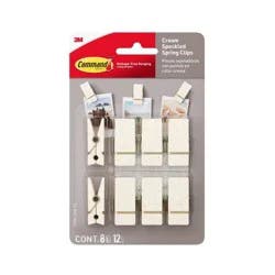 Command Damage-Free Hanging Spring Clips 8 Hooks and 12 Adhesive Strips Cream Speckle