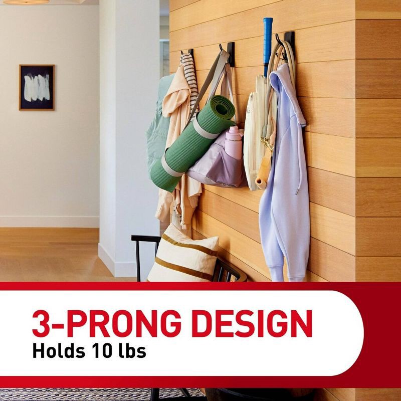 slide 8 of 9, Command 2pk X-Large Matte Black Triple Hook, 2 ct