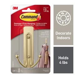 Command Large Damage-Free Double Hook - Satin Brass