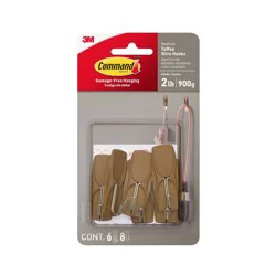 Command Damage-Free Medium 6 Wire Hooks and 8 Strips Toffee