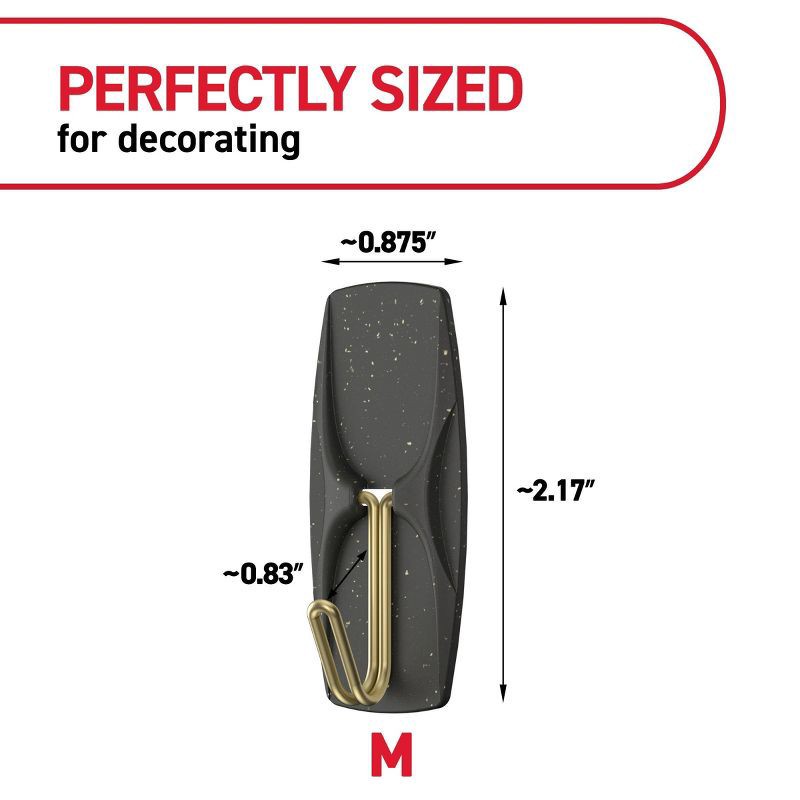 slide 2 of 9, Command Damage-Free Medium 6 Wire Hooks and 8 Strips Slate Speckle, 1 ct