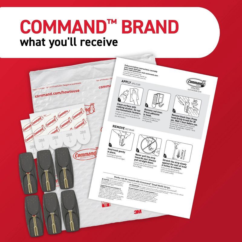 slide 9 of 9, Command Damage-Free Medium 6 Wire Hooks and 8 Strips Slate Speckle, 1 ct