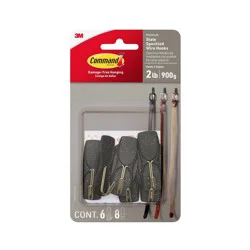 Command Damage-Free Medium 6 Wire Hooks and 8 Strips Slate Speckle