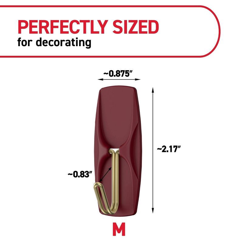 slide 2 of 8, Command Damage-Free Medium 6 Wire Hooks and 8 Strips Burgundy, 1 ct
