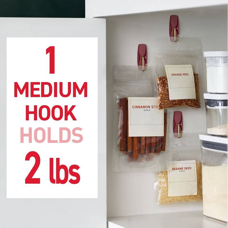 slide 3 of 8, Command Damage-Free Medium 6 Wire Hooks and 8 Strips Burgundy, 1 ct