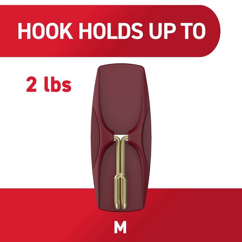 slide 5 of 8, Command Damage-Free Medium 6 Wire Hooks and 8 Strips Burgundy, 1 ct