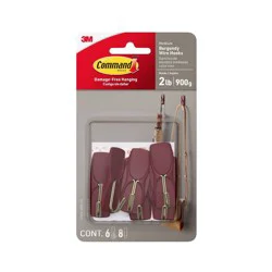 Command 6ct Damage-Free Medium w/8 Strips - Burgundy