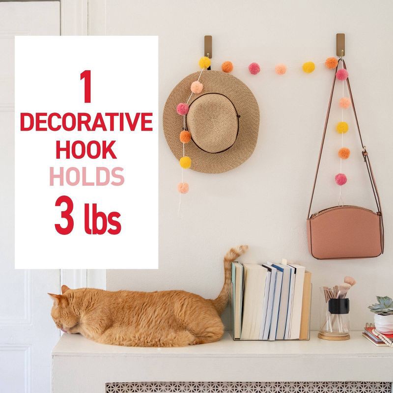 slide 4 of 7, Command Damage-Free Medium 2 Hooks and 4 Strips Toffee, 1 ct